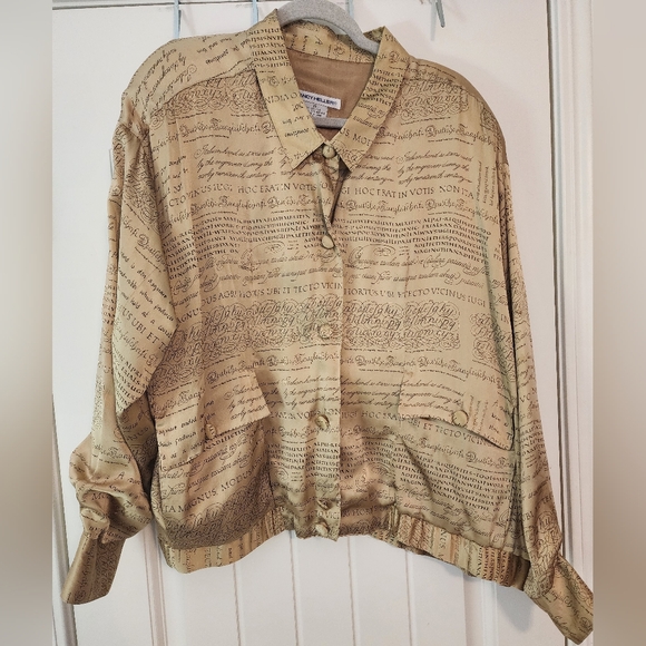 Nancy Heller Jackets & Blazers - Women's Nancy Heller Vintage Script 100% Silk Button-Up Shirt Jacket Size 2X